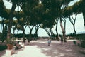 Panoramic view of Orange Garden (Giardino degli Aranci) on Aventino Hill Royalty Free Stock Photo