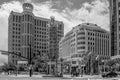 Panoramic view of Orlando City Hall and Grand Bohemian Hotel on Orange Ave. at downtown area