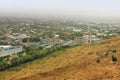 Panoramic view of Osh city and mosque Sulayman Too, Kyrgyzstan Royalty Free Stock Photo