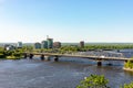 Panoramic view of Ottawa River and Alexandra Bridge from Ottawa to Gatineau city of Quebec, Canada Royalty Free Stock Photo