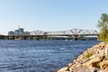 Panoramic view of Ottawa River and Alexandra Bridge from Ottawa to Gatineau city of Quebec, Canada Royalty Free Stock Photo