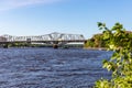 Panoramic view of Ottawa River and Alexandra Bridge from Ottawa to Gatineau city of Quebec, Canada Royalty Free Stock Photo