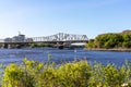 Panoramic view of Ottawa River and Alexandra Bridge from Ottawa to Gatineau city of Quebec, Canada Royalty Free Stock Photo