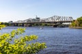 Panoramic view of Ottawa River and Alexandra Bridge from Ottawa to Gatineau city of Quebec, Canada Royalty Free Stock Photo