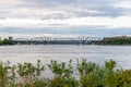 Panoramic view of Ottawa River and Alexandra Bridge from Ottawa to Gatineau city of Quebec, Canada Royalty Free Stock Photo