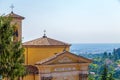 Panoramic view over Bergamo, Italy, from the hill of Old Town Citta Alta Royalty Free Stock Photo