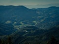 Panoramic view over the Black Forest with a deep valley Royalty Free Stock Photo