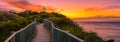 Panoramic view over Cape Tourville Lighthouse at sunrise Royalty Free Stock Photo