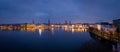 Panoramic view over the city center of Hamburg by night Royalty Free Stock Photo