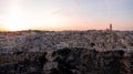 Panoramic view over the city of Matera Italy at sunset Royalty Free Stock Photo