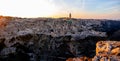 Panoramic view over the city of Matera Italy at sunset Royalty Free Stock Photo