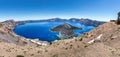 Panoramic view over the Crater Lake and Wizard Island, Crater Lake National Park Oregon Royalty Free Stock Photo