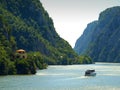 Panoramic view over the Danube river Canyon at Dubova, Romania Royalty Free Stock Photo