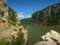 Panoramic view over the Danube river Canyon at Dubova, Romania Royalty Free Stock Photo