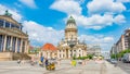 Panoramic view over the Gendarmenmarkt in Berlin with Concert Hall and French Cathedral in historical and business downtown,