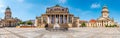 Panoramic view over the Gendarmenmarkt in Berlin with Concert Hall and French and German Cathedrals in historical and business