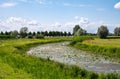 Panoramic view over the green wetlands around the River IJssel, Hattem, The Netherlands