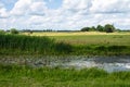 Panoramic view over the green wetlands around the River IJssel, Hattem, The Netherlands