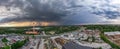 Panoramic View Over Industrial Plant and Storm Sky. Drone View