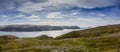 Panoramic view over the island of Mageroya in Norway in summer