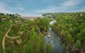 Panoramic view over a landscape of river, lake and forest Royalty Free Stock Photo