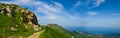 Panoramic view over the Liguria Riviera and the Mediteranean Sea from the Beigua National Geopark Royalty Free Stock Photo
