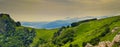 Panoramic view over the Liguria Riviera and the Mediteranean Sea from the Beigua National Geopark Royalty Free Stock Photo