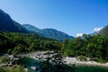 Panoramic view over the Maggia river, Switzerland Royalty Free Stock Photo
