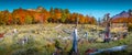 Panoramic view over magical austral forest, peatbogs dead trees