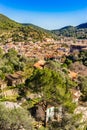 Mediterranean village Esporles with picturesque mountain landscape on Majorca Royalty Free Stock Photo
