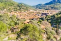 Small town of Esporles on Majorca island with beautiful mountain landscape Royalty Free Stock Photo