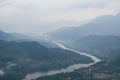 Panoramic view over Nam Ou river close to Nong Khiaw village, Laos Royalty Free Stock Photo