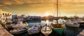 Panoramic view over the picturesque harbour of Naousa on the island of Paros Royalty Free Stock Photo