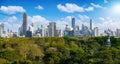 Panoramic view over the popular Lumphini Park in Bangkok