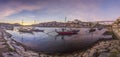 Panoramic view over Porto from the bank of Douro River during sunset Royalty Free Stock Photo