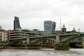 Panoramic view over the river Thames near Southwark bridge in London Royalty Free Stock Photo