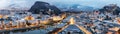 Panoramic view over Salzburg, Austria in winter time