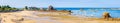 Panoramic view of the beach and harbor of Pors Hir at low tide in Brittany, France Royalty Free Stock Photo