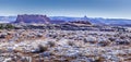 Panoramic view over a scenic remote landscape in winter, close to the Arches National Park Utah Royalty Free Stock Photo