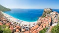 Panoramic view over Scilla with Castello Ruffo, Calabria, Italy Royalty Free Stock Photo