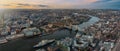 Panoramic view over the skyline of London during sunset time Royalty Free Stock Photo