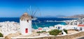 Panoramic view over the town of Mykonos island, Cyclades, Greece Royalty Free Stock Photo