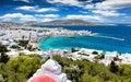 Panoramic view over the town of Mykonos Island Royalty Free Stock Photo