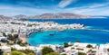 Panoramic view over the town and old port of Mykonos, Cyclades, Greece Royalty Free Stock Photo