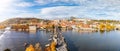 Panoramic view over the Vltava river in Prague, Czech Republic Royalty Free Stock Photo