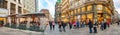 Panoramic view over warm sunset in busy with tourists famous Graben shopping and restaurant street near Stephans square