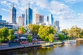 Panoramic view over Yarra River and City Skyscrapers in Melbourne, Australia Royalty Free Stock Photo