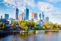 Panoramic view over Yarra River and City Skyscrapers in Melbourne, Australia Royalty Free Stock Photo