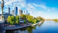 Panoramic view over Yarra River and City Skyscrapers in Melbourne, Australia Royalty Free Stock Photo