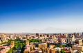 Panoramic view over Yerevan City, view with majestic Ararat mountain, Armenia